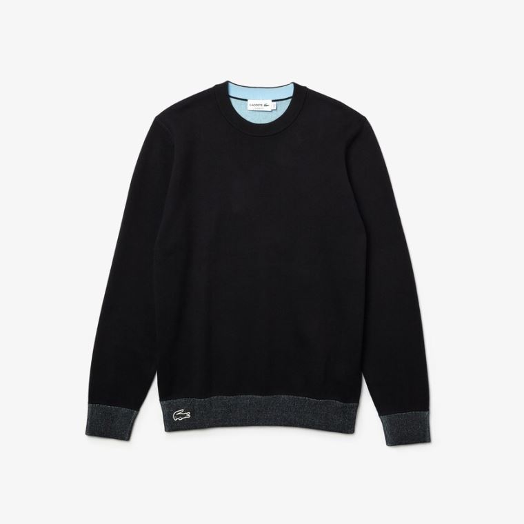 Lacoste Reversible Crew Neck Contrast Genser Marineblå Blå Blå | IztKPziu