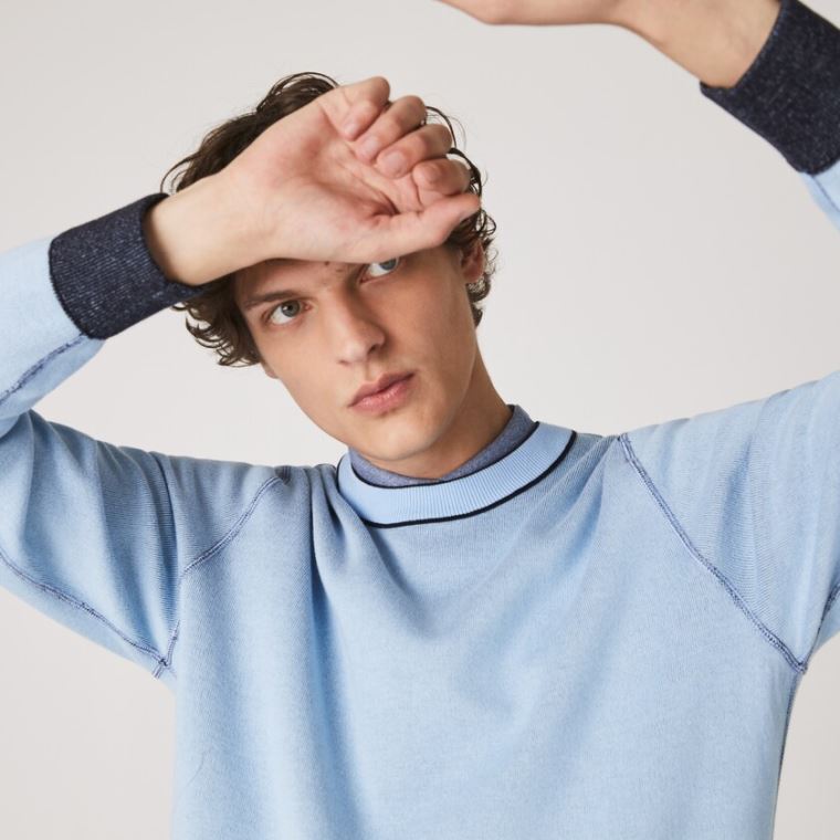 Lacoste Reversible Crew Neck Contrast Genser Marineblå Blå Blå | IztKPziu