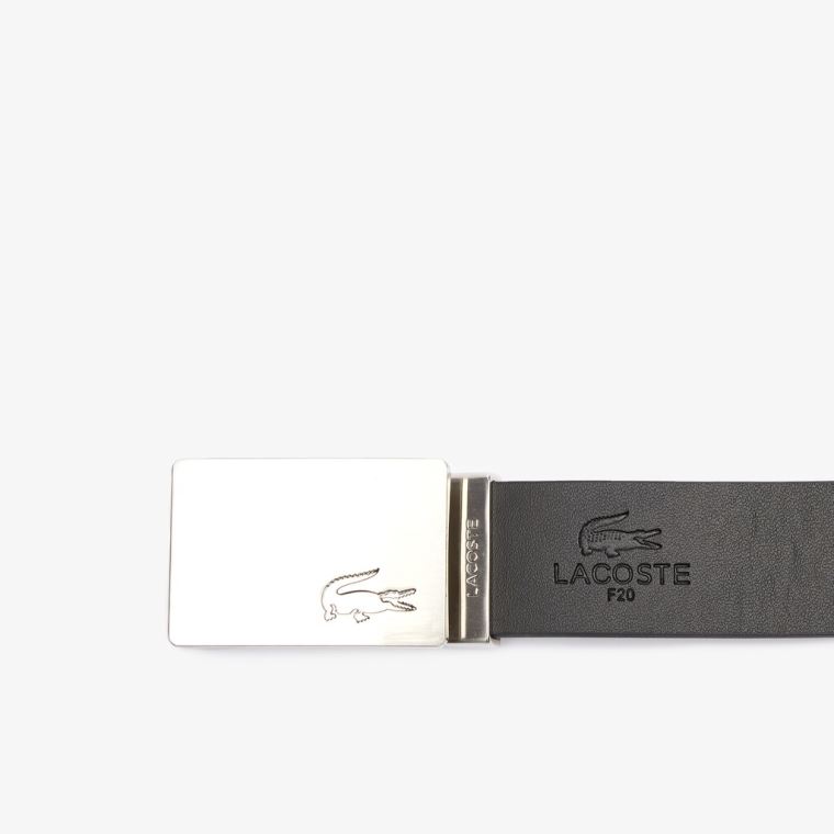 Lacoste Reversible Lær Belt And 2 Buckles Gift Set Svarte Sølv | gqYaIXMN