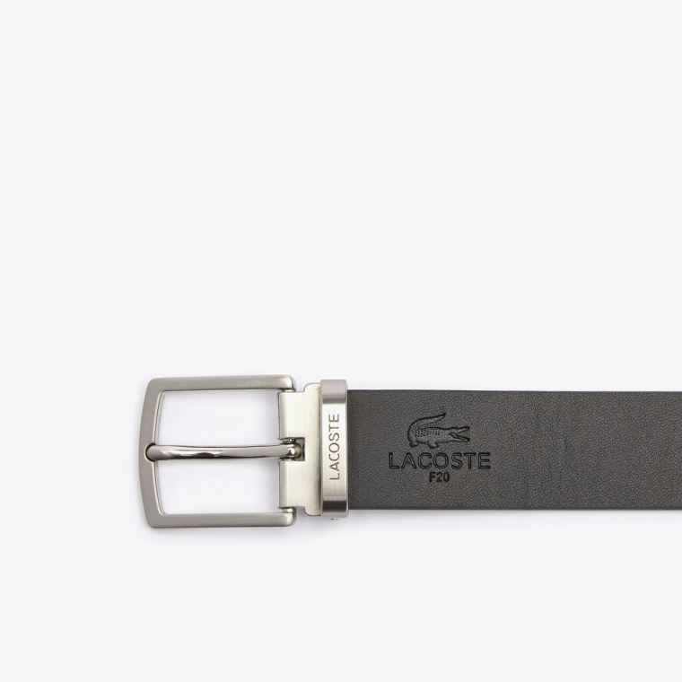 Lacoste Reversible Lær Belt And 2 Buckles Gift Set Svarte Sølv | gqYaIXMN