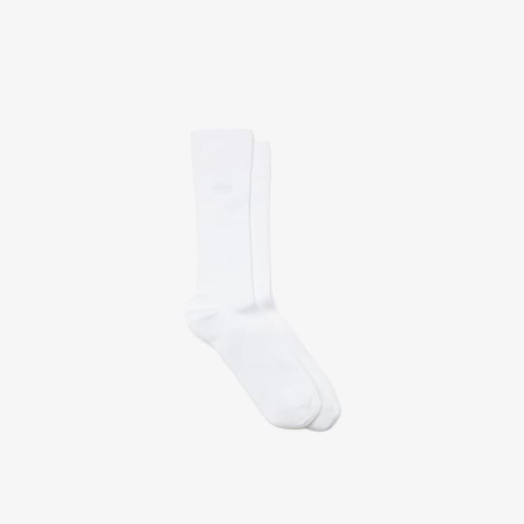 Lacoste Ribbed Bomull Blend Socks Hvite | fBozRT3c