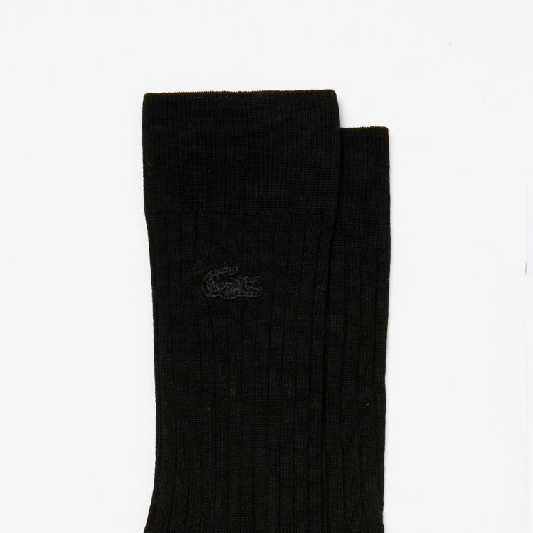 Lacoste Ribbed Bomull Blend Socks Svarte | 8spUDf86