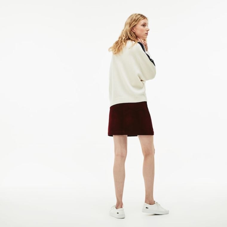 Lacoste Ribbed Stretch Velour A-Line Skirt Brune | k3frlrTV