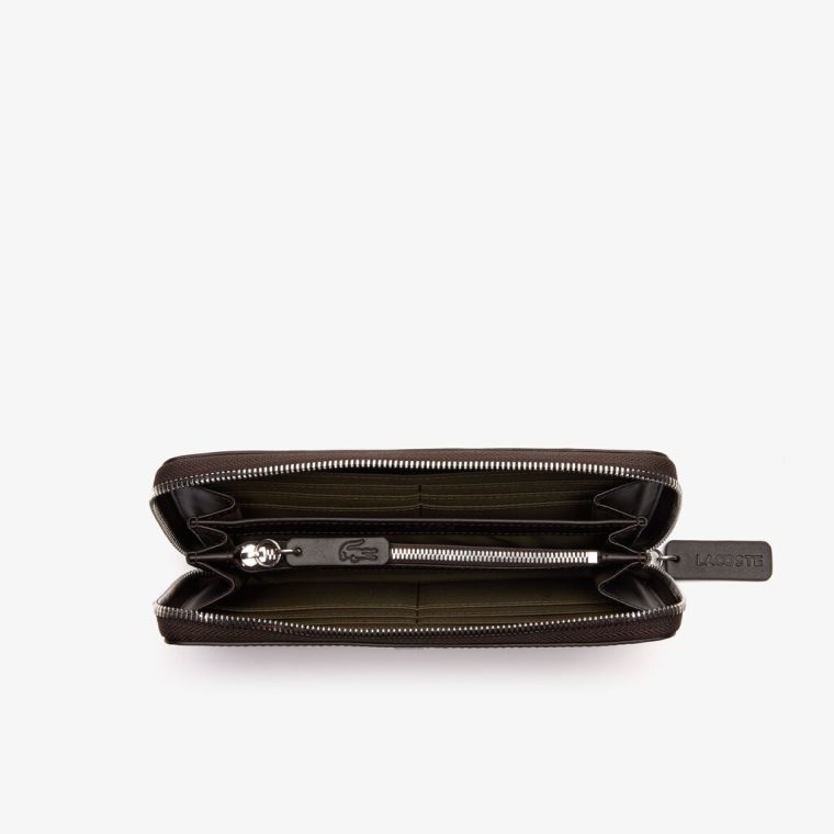 Lacoste Robert George Coated Print Canvas Zip Wallet Grønn | dnEOvQE8