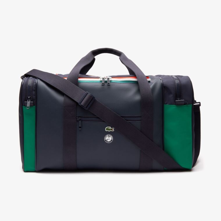 Lacoste Roland Garros Two-Tone Nylon Zippered Sports Bag Marineblå Grønn | HWOX31qx