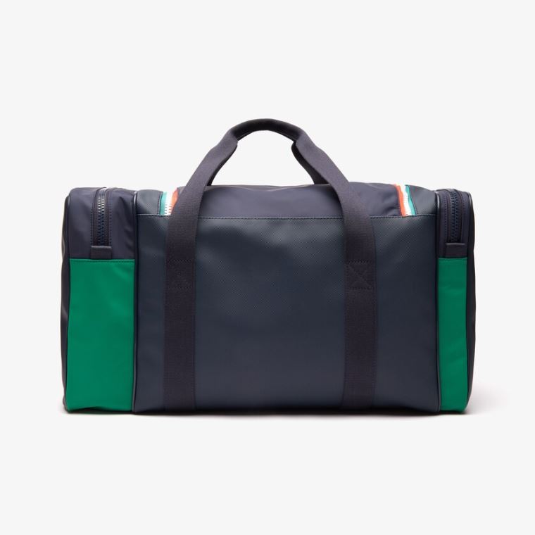 Lacoste Roland Garros Two-Tone Nylon Zippered Sports Bag Marineblå Grønn | HWOX31qx