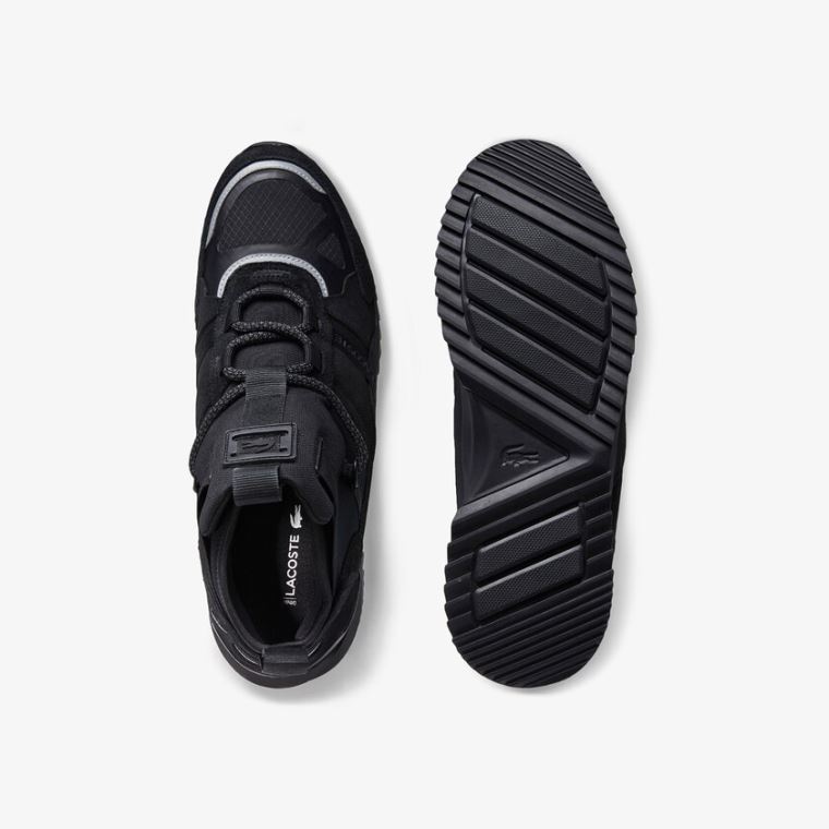 Lacoste Run Breaker Semsket Skinn and Tekstil Sneakers Svarte Svarte | DM40jQSh