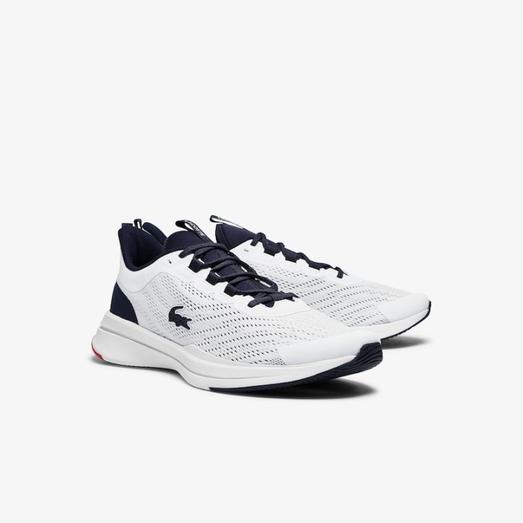 Lacoste Run Spin Tekstil Sneakers Hvite Marineblå | V03aWuJH