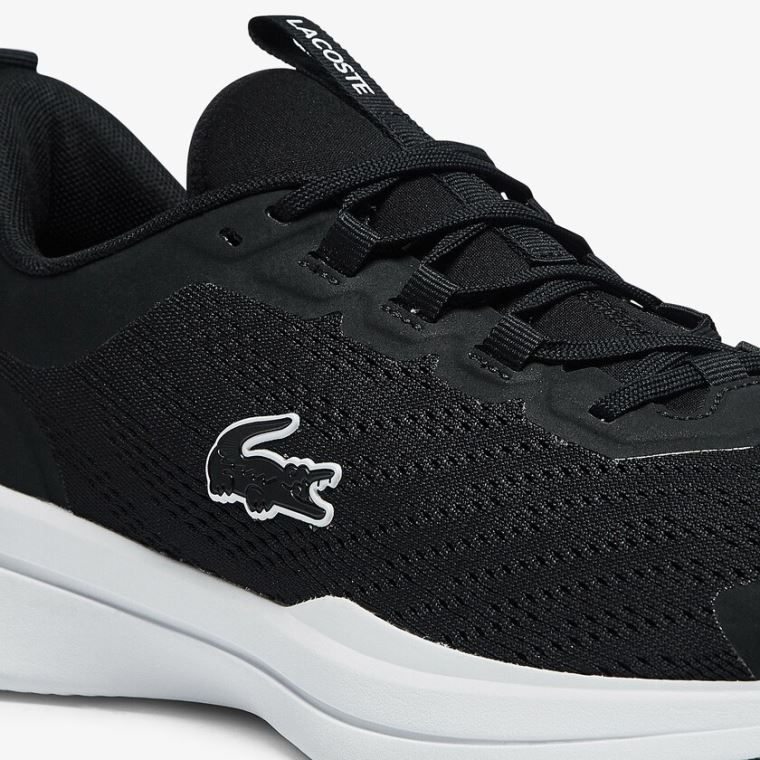 Lacoste Run Spin Tekstil Sneakers Svarte Hvite | 4Do9Aptw