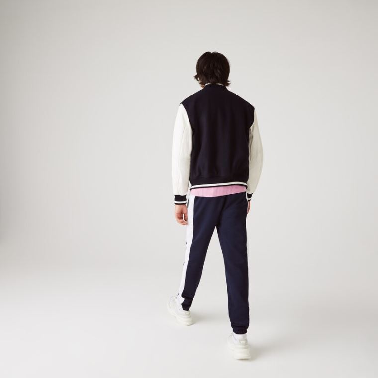 Lacoste SPORT Bicolour Fleece Jogging Pants Marineblå Blå Hvite | 9ePj1Pcp