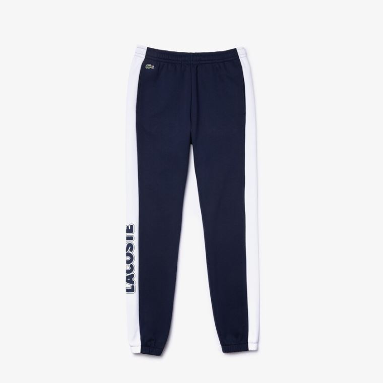 Lacoste SPORT Bicolour Fleece Jogging Pants Marineblå Blå Hvite | 9ePj1Pcp