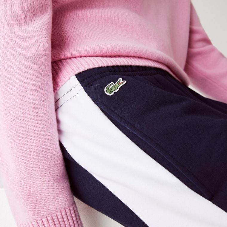 Lacoste SPORT Bicolour Fleece Jogging Pants Marineblå Blå Hvite | 9ePj1Pcp