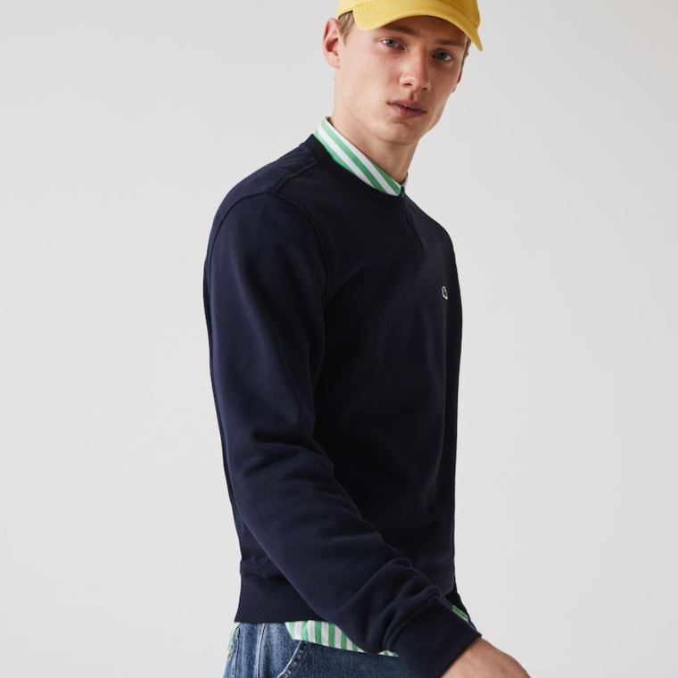 Lacoste SPORT Bomull Blend Fleece Sweatshirt Marineblå Blå | PrE5rfOc