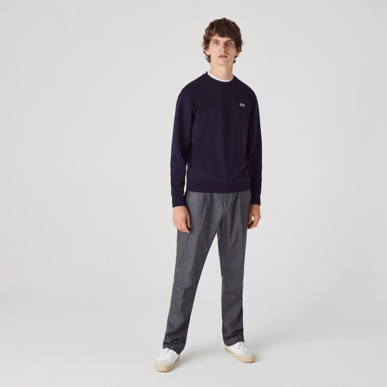 Lacoste SPORT Bomull Blend Fleece Sweatshirt Marineblå Blå | PrE5rfOc