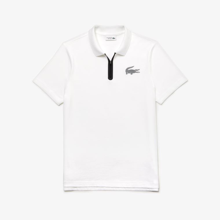 Lacoste SPORT Bomull Jersey Polo Hvite Svarte | BeQQifqB