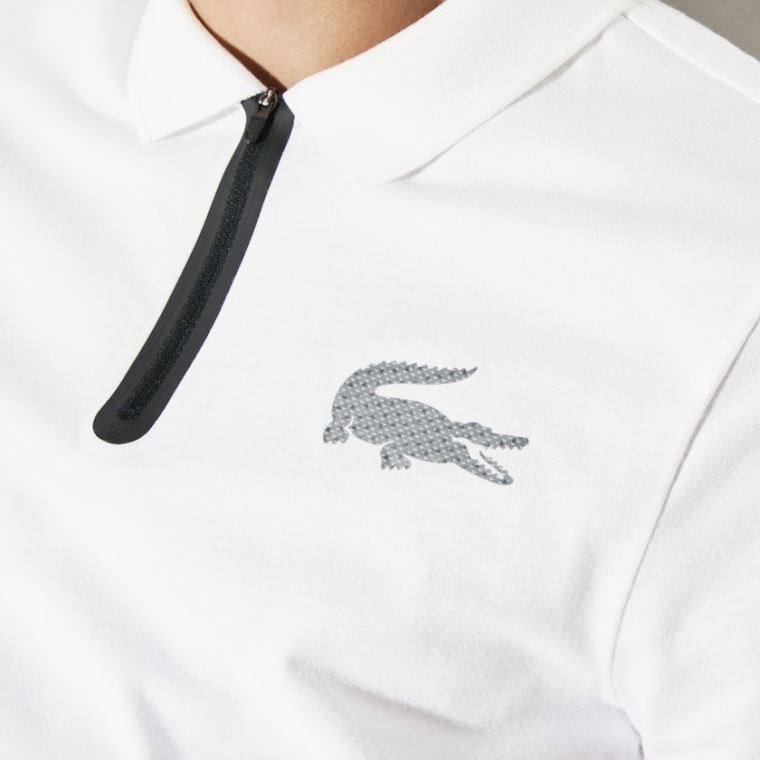 Lacoste SPORT Bomull Jersey Polo Hvite Svarte | BeQQifqB