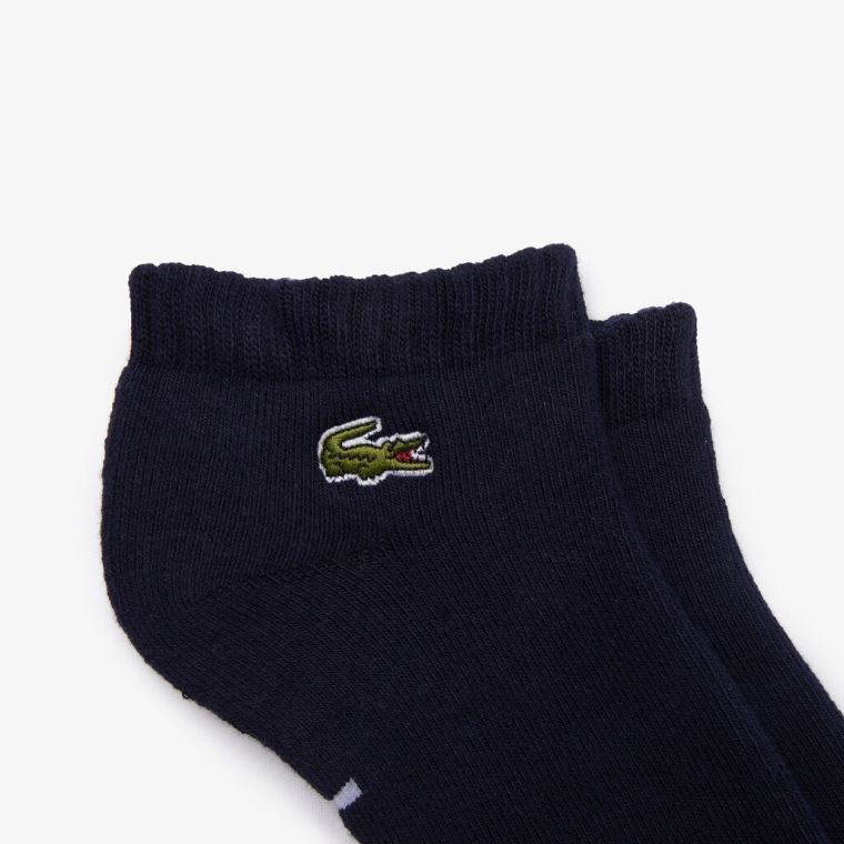 Lacoste SPORT Branded Low-Cut Bomull Socks Marineblå Blå Hvite | raAlNwlw