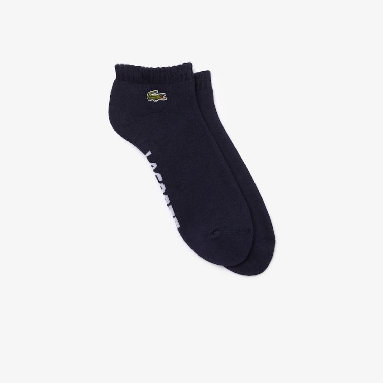 Lacoste SPORT Branded Low-Cut Bomull Socks Marineblå Blå Hvite | raAlNwlw