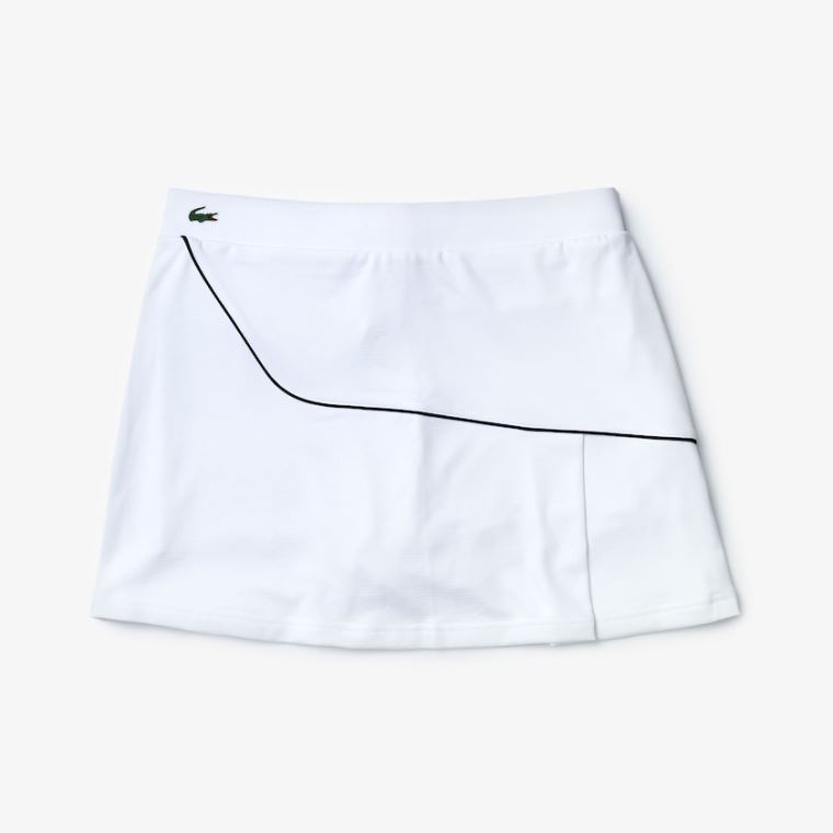 Lacoste SPORT Built-in Shorty Pustende Stretch Golf Skirt Hvite Marineblå Blå | AC90g1Ic