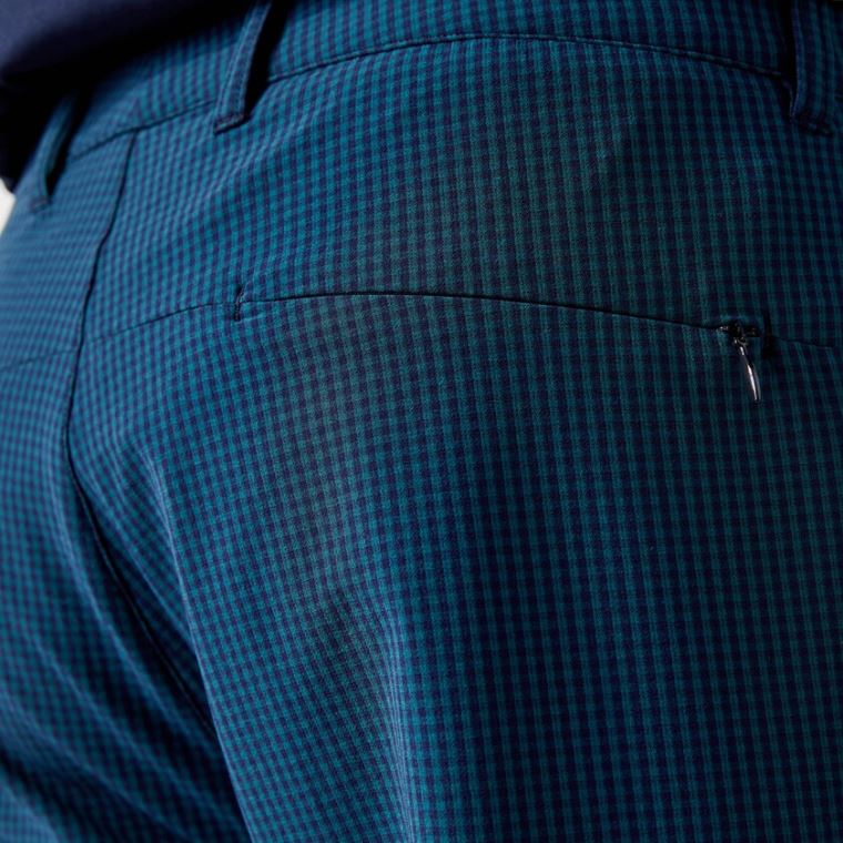 Lacoste SPORT Checkered Technical Golf Pants Marineblå Blå Grønn | aDTSIFqE