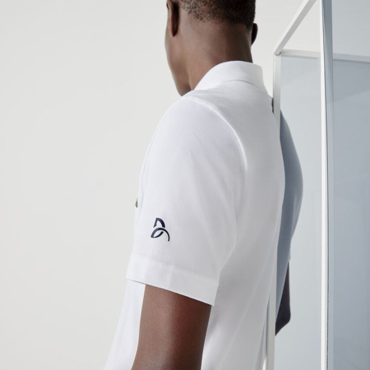 Lacoste SPORT Collab Youssef SY Bomull Piqué Polo Shirt Hvite Marineblå Blå | WLuZv28k