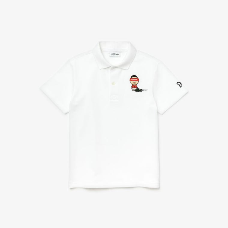 Lacoste SPORT Collab Youssef Sy Embroidered Piqué Polo Hvite Marineblå Blå | eZpKrFLV