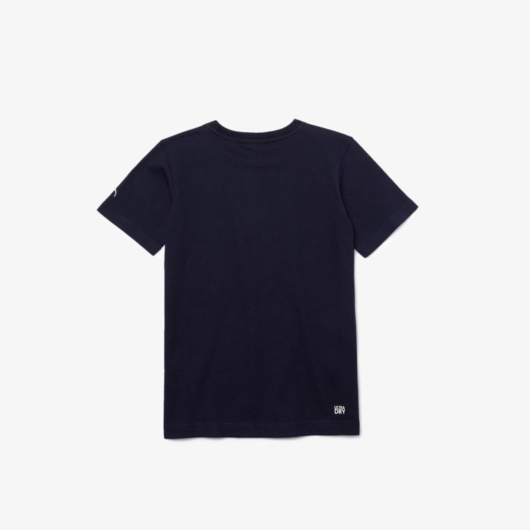 Lacoste SPORT Collab Youssef Sy Print T-shirt Marineblå Blå Hvite | ybqHF2mi