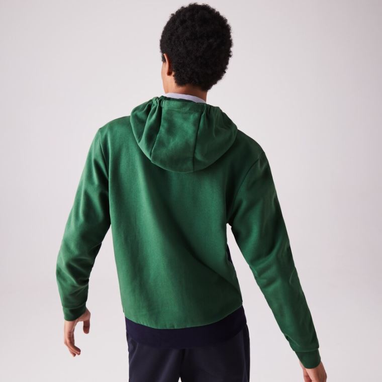 Lacoste SPORT Colourblock Fleece Zip Sweatshirt Grønn Marineblå Blå Grå Hvite | 3DyWmoTO