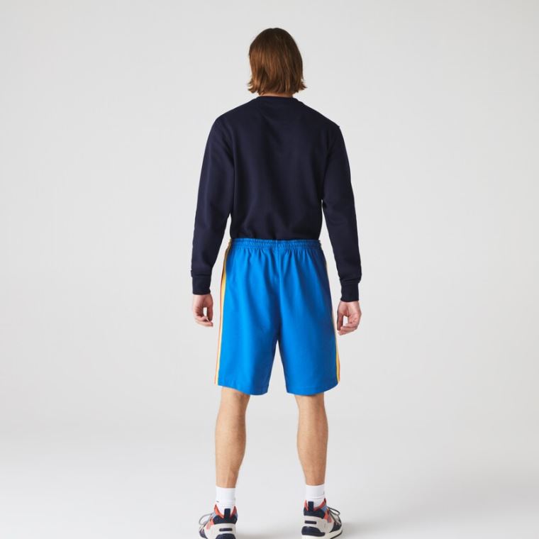 Lacoste SPORT Contrast Band Fleece Shorts Blå Gul Rød Marineblå Blå Hvite | inyhM6X7