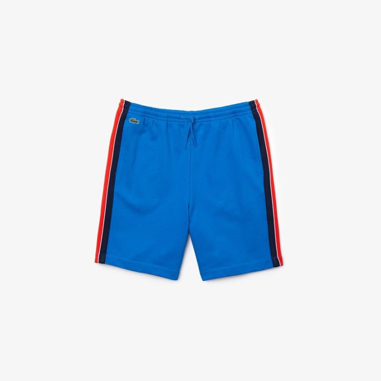 Lacoste SPORT Contrast Band Fleece Shorts Blå Gul Rød Marineblå Blå Hvite | inyhM6X7