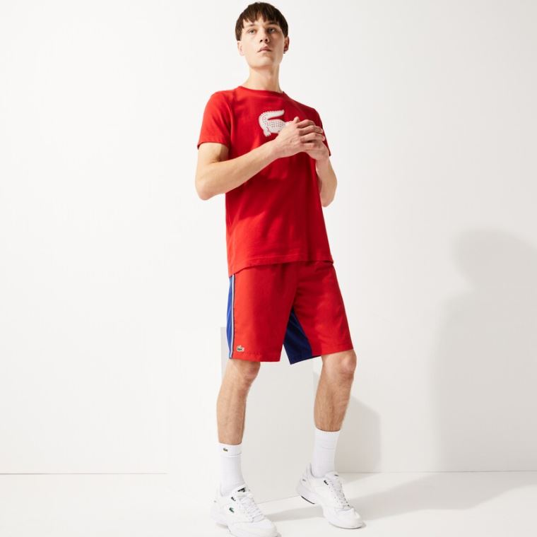 Lacoste SPORT Contrast Band Two-Tone Lette Shorts Rød Blå | MyL2IS2e