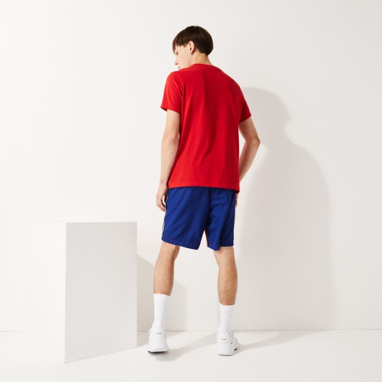 Lacoste SPORT Contrast Band Two-Tone Lette Shorts Rød Blå | MyL2IS2e