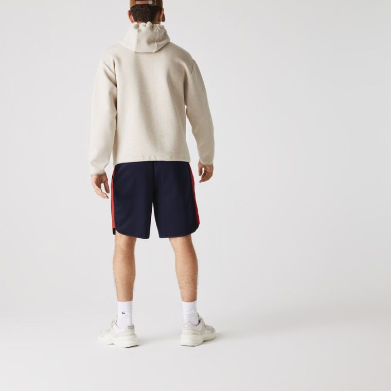 Lacoste SPORT Contrast Bands Bomull Blend Shorts Marineblå Blå Rød | wjhoLmx2