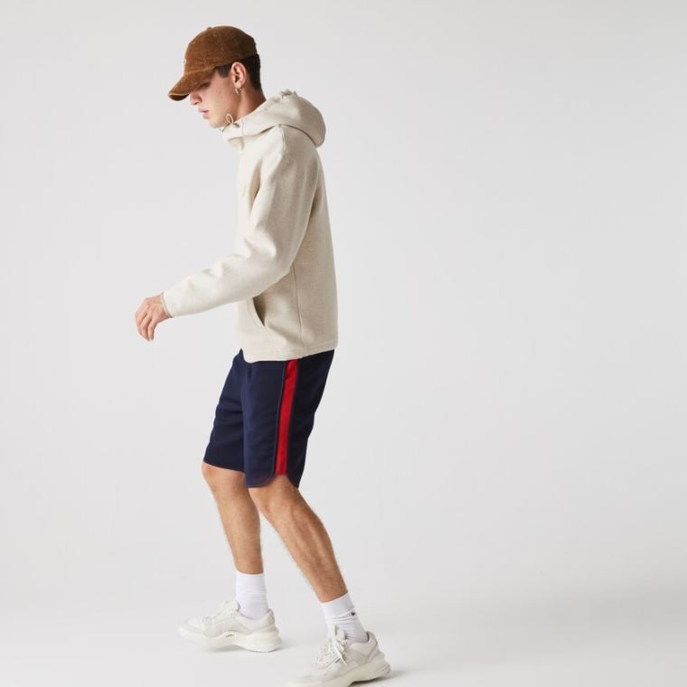 Lacoste SPORT Contrast Bands Bomull Blend Shorts Marineblå Blå Rød | wjhoLmx2