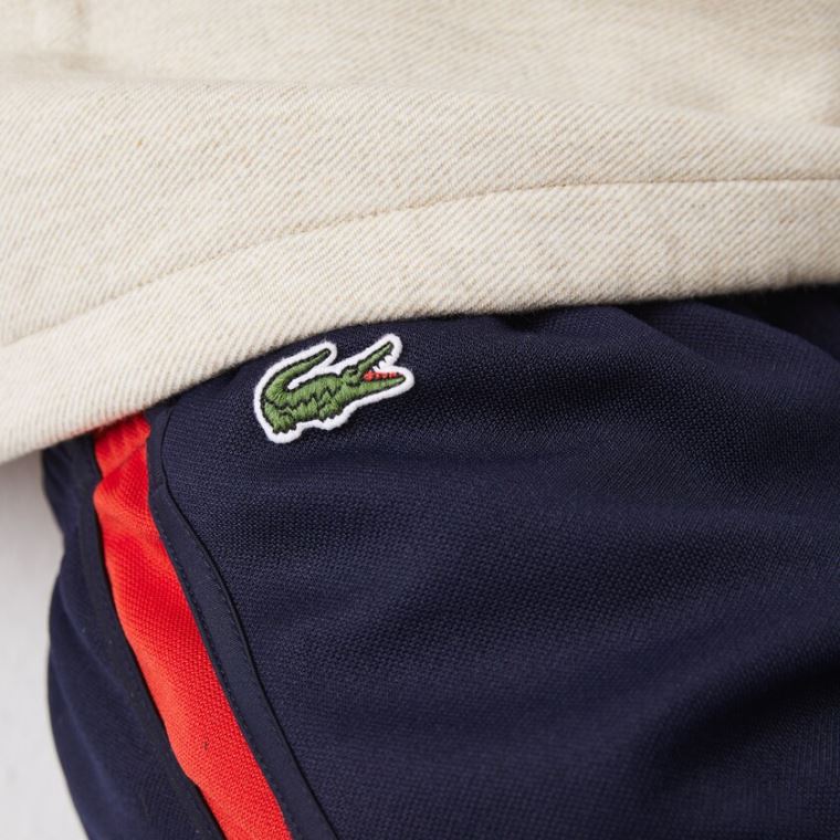 Lacoste SPORT Contrast Bands Bomull Blend Shorts Marineblå Blå Rød | wjhoLmx2