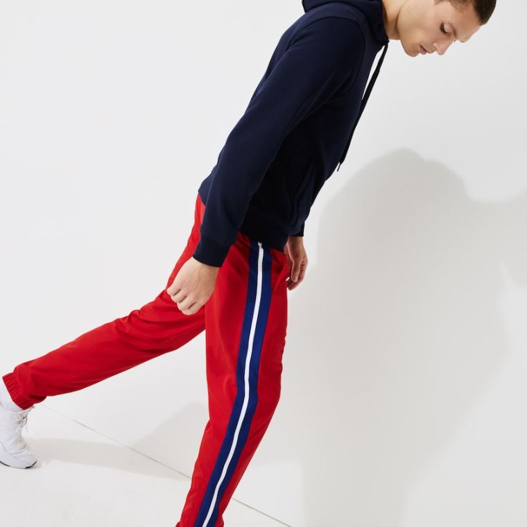 Lacoste SPORT Contrast Bands Lette Tracksuit Pants Rød Blå Hvite | qAUTZrhv