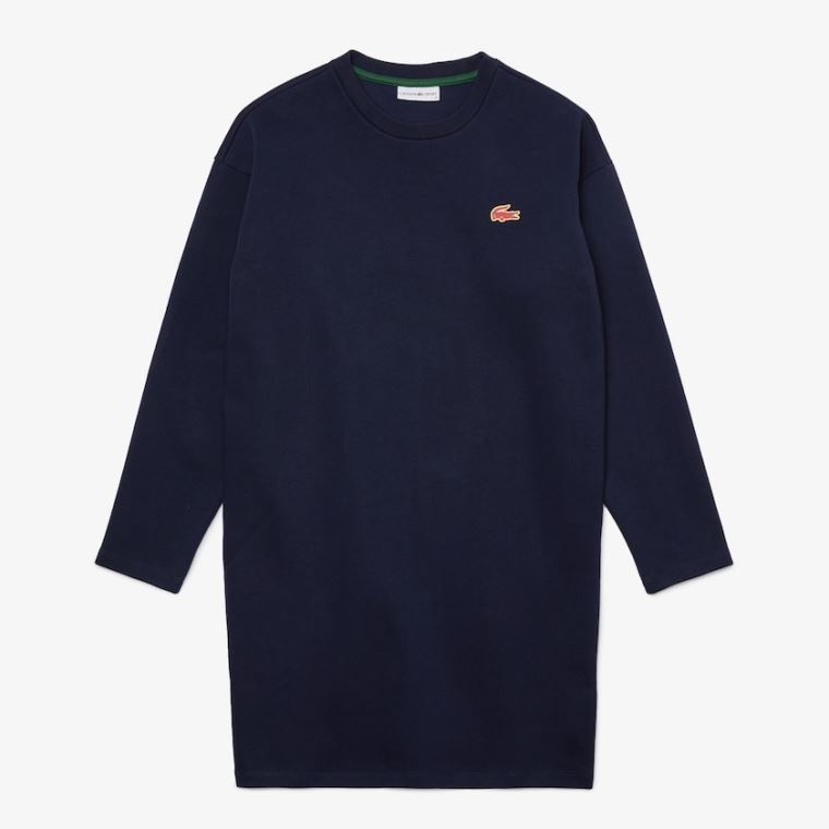 Lacoste SPORT Crew Neck Bomull Sweatshirt Kjoler Marineblå Blå | InWzzhMl