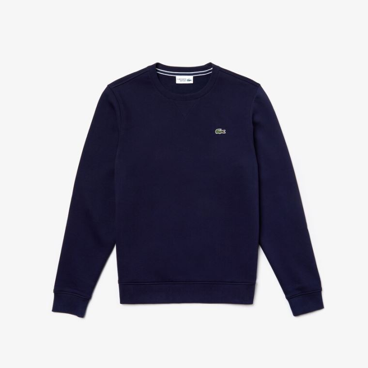 Lacoste SPORT Crew Neck Fleece Sweatshirt Marineblå Blå | h1kw4ZUt