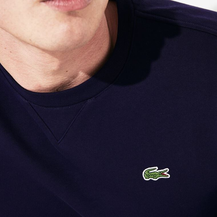 Lacoste SPORT Crew Neck Fleece Sweatshirt Marineblå Blå | h1kw4ZUt