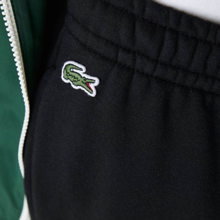 Lacoste SPORT Crocodile Print Fleece Jogging Pants Svarte | ioZOqZfm