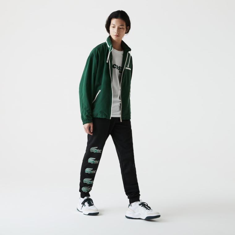 Lacoste SPORT Crocodile Print Fleece Jogging Pants Svarte | ioZOqZfm