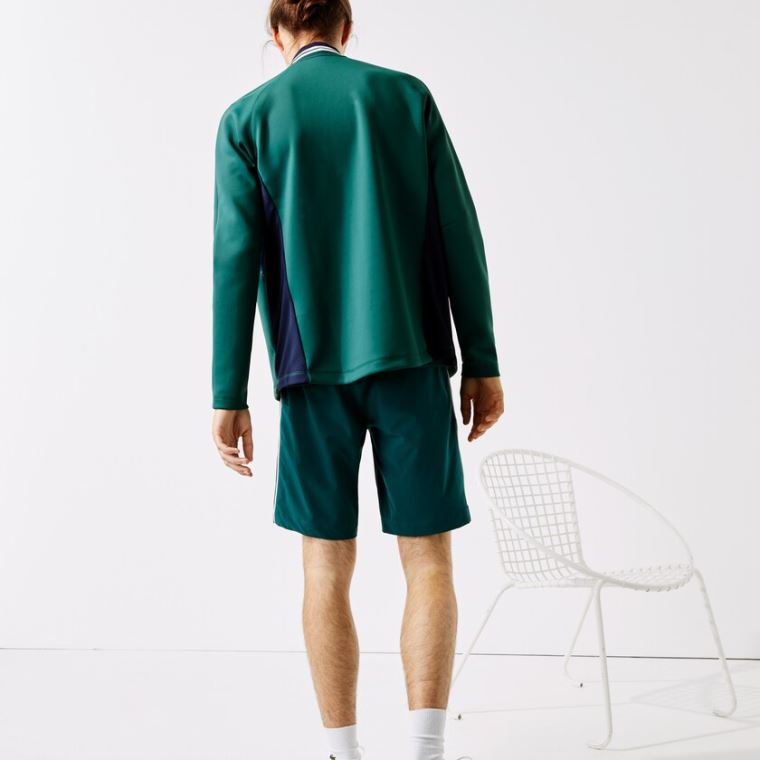 Lacoste SPORT Ergonomic Stretch Zip Golf Sweatshirt Grønn Marineblå Blå Hvite | deUuypsH