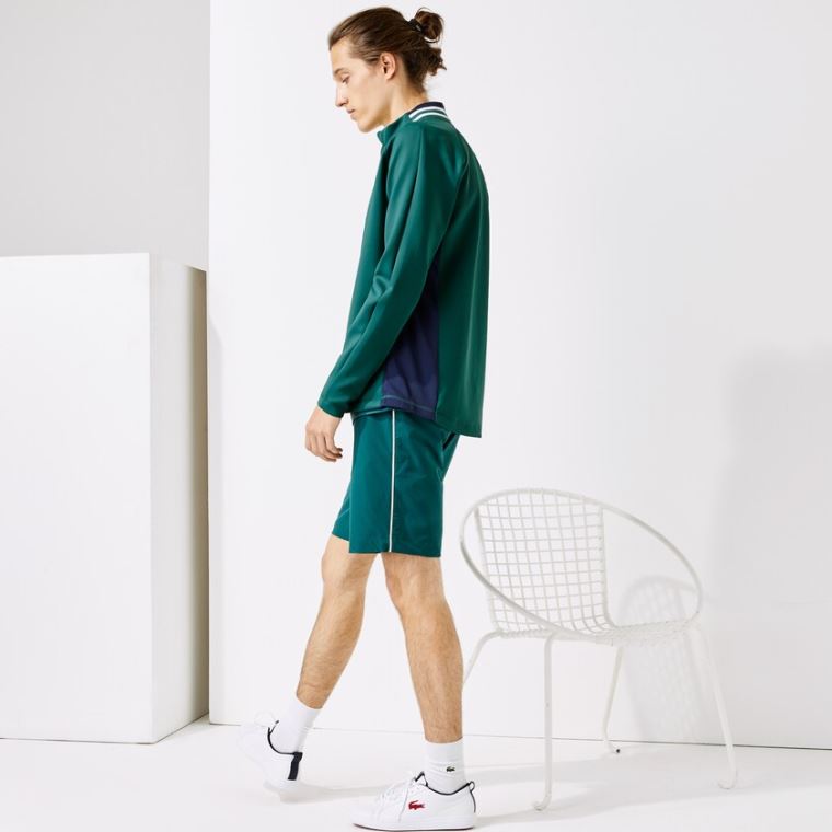 Lacoste SPORT Ergonomic Stretch Zip Golf Sweatshirt Grønn Marineblå Blå Hvite | deUuypsH