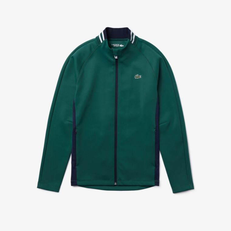 Lacoste SPORT Ergonomic Stretch Zip Golf Sweatshirt Grønn Marineblå Blå Hvite | deUuypsH