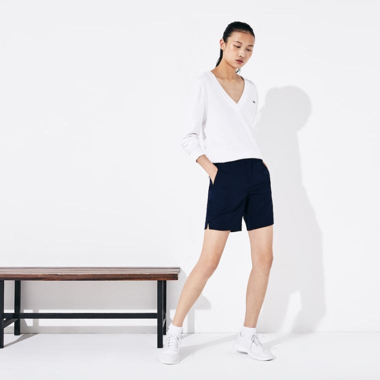 Lacoste SPORT Gabardine Bermuda Shorts Marineblå Blå | PAn8sejj