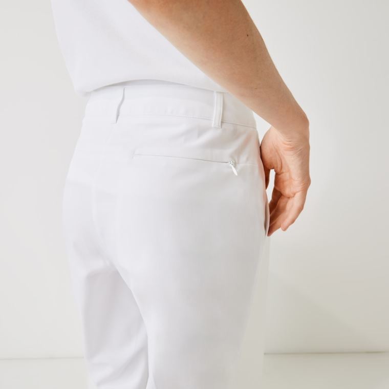 Lacoste SPORT Golf Pleated Tech Gabardine Pants Hvite | xjaJlRcf