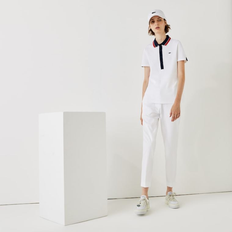 Lacoste SPORT Golf Pleated Tech Gabardine Pants Hvite | xjaJlRcf