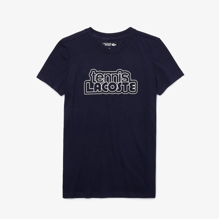 Lacoste SPORT Graphic-Print Tennis T-shirt Marineblå Blå | FREDjPbe