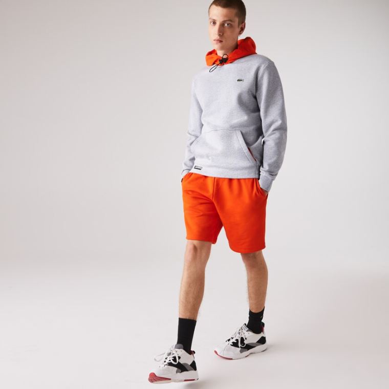 Lacoste SPORT Hette Contrast Fleece Sweatshirt Grå Rød | NhtHT4pe