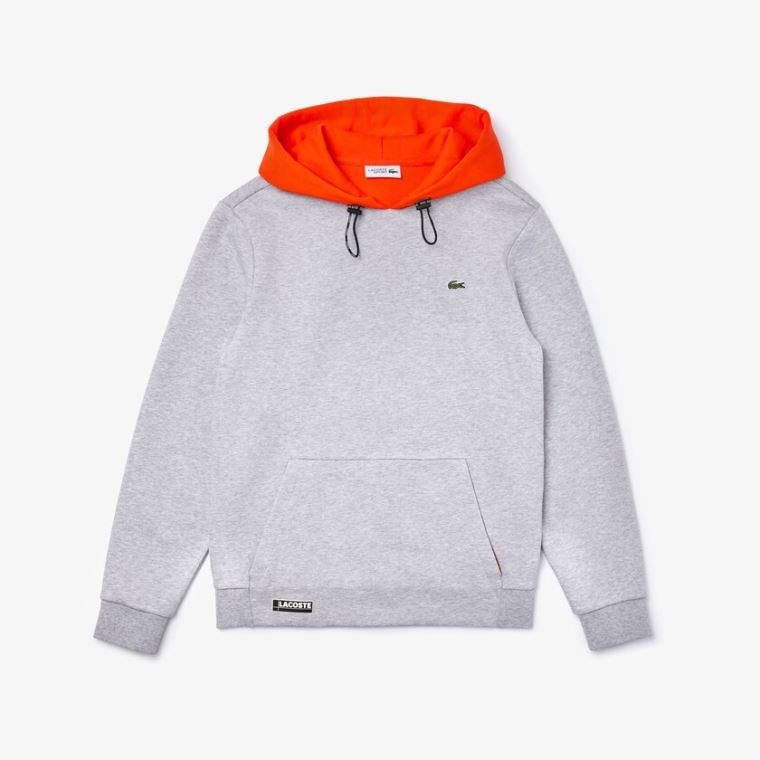 Lacoste SPORT Hette Contrast Fleece Sweatshirt Grå Rød | NhtHT4pe